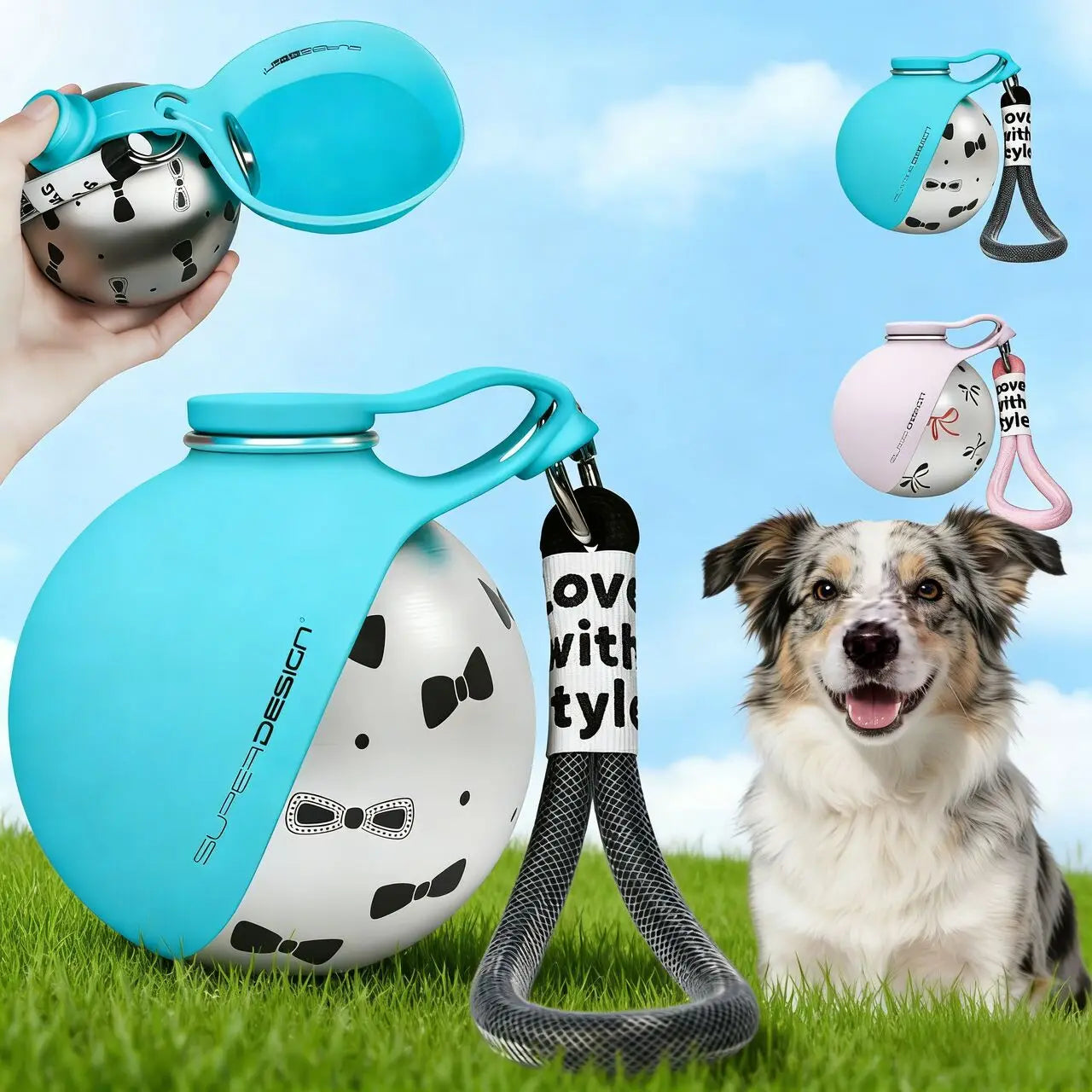 PawSip - Botella 2 en 1 para perros plegable.
